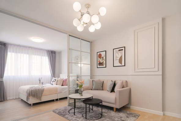 bedroom and living room of D condo ramindra