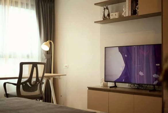 living room and bedroom of IDEO Rama9 – Asoke
