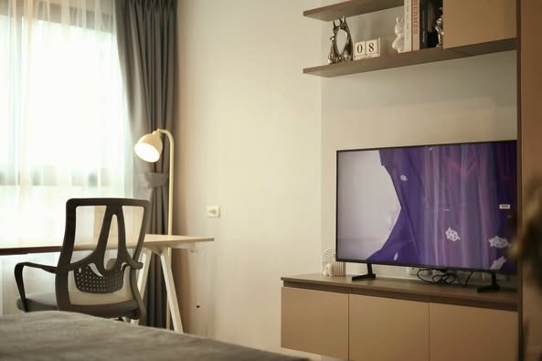 living room and bedroom of IDEO Rama9 – Asoke