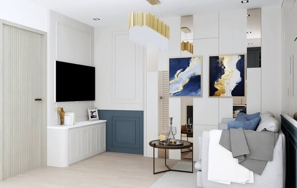 bedroom and living room of Lumpini Condo Town Bodindecha-Ramkhamhaeng