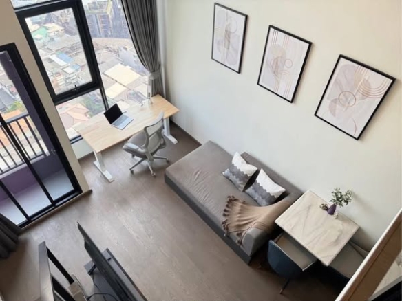 living room and bedroom of Park Origin Chula-Sam Yan