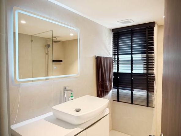 room interior and bathroom of Sukhumvit Suites Hotel