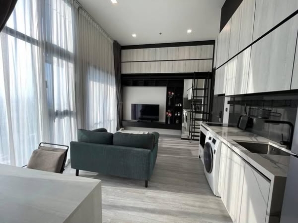 living room and room interior and kitchen of THE LINE Sukhumvit 101